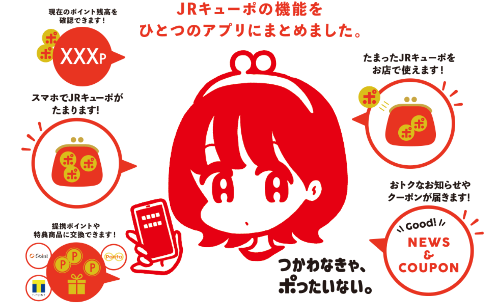 JRキューポの機能をひとつのアプリにまとめました。