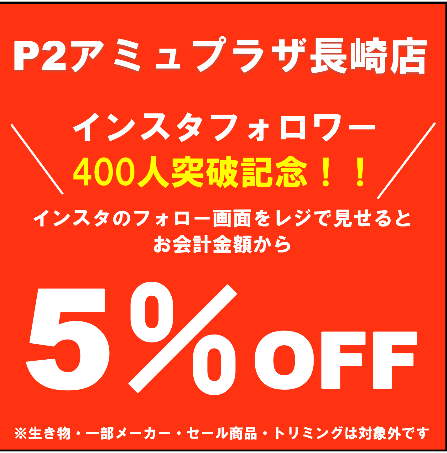 インスタフォローで商品5％OFF！！ │ピーツー │ ショップブログ