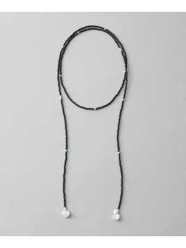 [ラリエット] パール×ビーズ