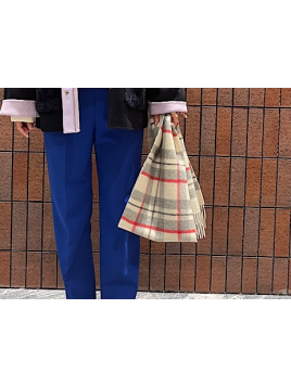 チェック カシミヤ リバーシブル マフラー