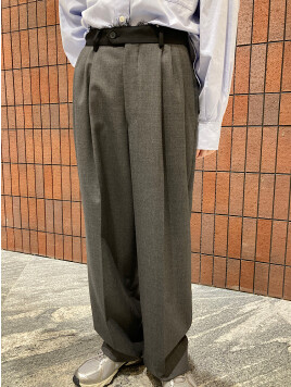 【ESLOW】ウールサキソニー　スリータックパンツ