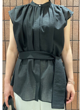 〈手洗い可能〉コットン リップル アシメ ブラウス