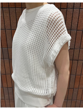 〈手洗い可能〉メッシュ 編み 前後 ２WAY ニット ベスト 
