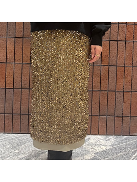 〈手洗い可能〉スパンコール Iライン スカート