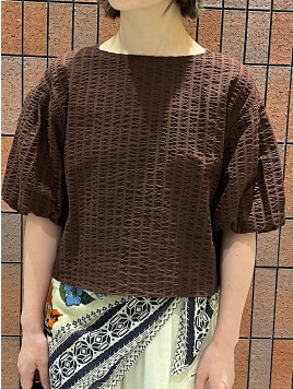 〈手洗い可能〉タック バルーン スリーブ 5分袖 ブラウス