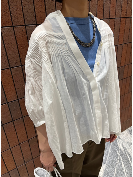 コットンボイル ピンタック デザイン ブラウス