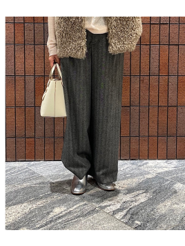 SHIPS Primary Navy Label: フラノ ヘリンボーン トラウザー パンツ（セットアップ対応）