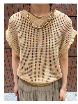 メッシュ編み前後2WAYニット