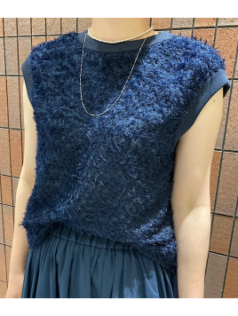 シアー フリンジ フレンチ スリーブ プルオーバー 