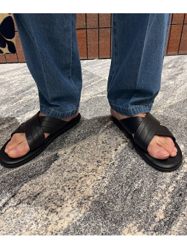 【SHIPS 別注】ISLANDSLIPPER: クロス レザー サンダル