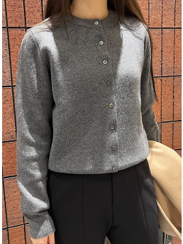 カシミヤ クルーネック カーディガン