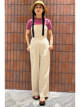 ストレッチリネンベアトップサロペット