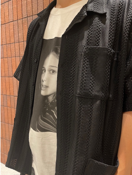 BENCH MARKING SHIRT: ストライプレース オープンカラー 半袖 シャツ