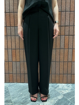 麻混 タック ワイド パンツ