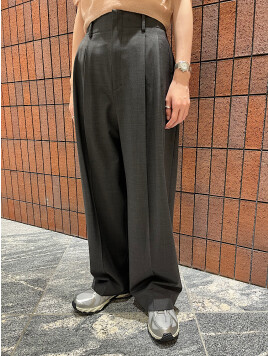 Wai＋:〈手洗い可能〉ウール混 2タック スラックス