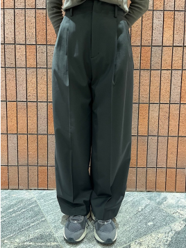 Wai＋:〈手洗い可能〉ウール混 2タック スラックス