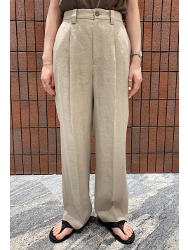 リネン ワイド ストレート スラックス パンツ