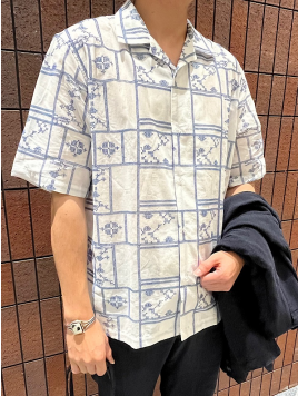 SHIPS: エンブロイダリー オープンカラー シャツ