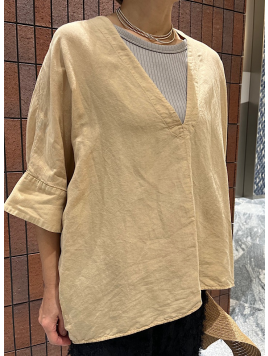 製品染め キーネック コクーン ブラウス