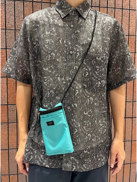  メッシュ プリント レギュラーカラー ショートスリーブ シャツ