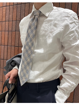 ウォッシュ加工 リネン ワイドカラー シャツ