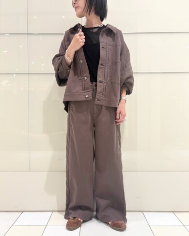 ニット切替デザインがお洒落なGジャン×ワイドパンツ&タイトスカート✨