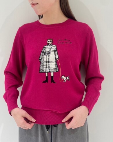 女の子モチーフがポイントのデザインニット✨️