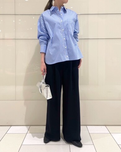 綿ナイロン素材でシワになりにくいストライプシャツ✨️