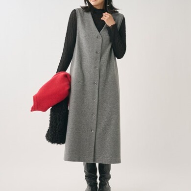 前後2WAYで着回し自由!起毛ジャージージャンパースカート