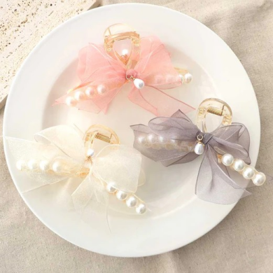 リボン×パールバンスクリップ🎀✨