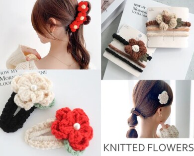 🌼ニットのフラワーヘアアクセサリー🌼