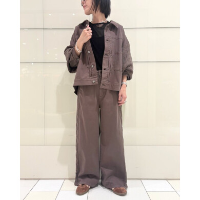 ニット切替デザインがお洒落なGジャン×ワイドパンツ＆タイトスカート✨