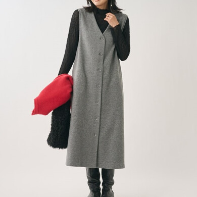 前後2WAYで着回し自由!起毛ジャージージャンパースカート