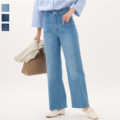 お腹まわりスッキリ！内側サポートゴムで“細見え”を叶えるストレートデニム